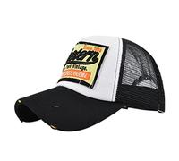 YULOONG Vintage Half Mesh Baseball Cap Stickerei Western Washed Denim Trucker Cap Cotton Sun Hat Adjustable Unisex Schwarz