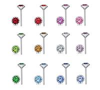 Yumilok 12 Paar Kleine 925 Silber Ohrstecker Ohrringe mit Zirkonia 5mm Schumuck Set ür Damen Herren Kinder und Jugendliche