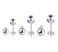 Yumilok 3 Paar Damen Ohrstecker Ohrringe 925 Silber Schmuck Set glänzende Kugel klein Ø 4mm 5mm 6mm für Frauen Mädchen