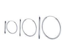 Yumilok 3 Paar Damen Ohrstecker Ohrringe Creolen Kreolen 925 silber Schmuck Set Basic Rund Kreis Ohrclips 30mm 20mm 12mm für Frauen Mädchen