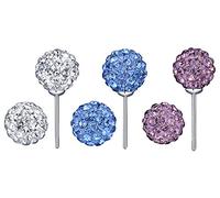 Yumilok 3 paar Damen Ohrstecker Ohrringe Ohrschmuck 925 Silber Schamballs Kugeln Disco-Kugel Kristall Perlen 8mm für Mädchen