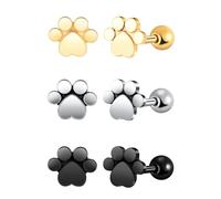 Yumilok 3 Paar Herren Ohrringe Edelstahl Katze Paw Damen Ohrringe Set Pfötchen Stud Piercing Huggie Creolen Fußabdruck Von Haustieren