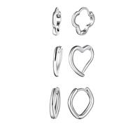 Yumilok 3 Paar Unisex Ohrringe Creolen Set Kleeblatt Herz Kreis Creolen Ohrringe Piercing Ohrhänger Damen Ohrstecker Piercing Hoop Huggie Helix Tragus