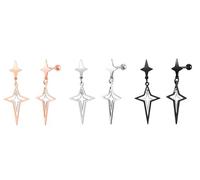 Yumilok 3 Paar Unisex Ohrringe Edelstahl Creolen Set Viereckiger Stern Piercing Ohrhänger Creolen Ohrstecker Ohrhänger Barbell Ohr-Piercing für Herren Damen