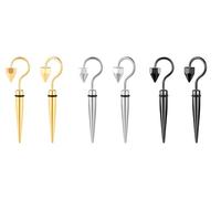 Yumilok 3 Paar Unisex Ohrringe Herren Edelstahl Schwarz Silber Gold Damen Ohrringe Set Haken Stecker Kegel Ohrstecker Punk Ohrhänger Regenschirm