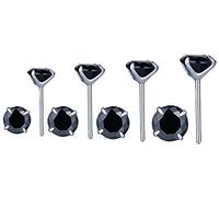 Yumilok 4 Paar Damen Ohrstecker Ohrringe 925 Silber Zirkonia Basic Schmuck Set in 3mm 4mm 5mm 6mm Schwarz für Frauen Mädchen