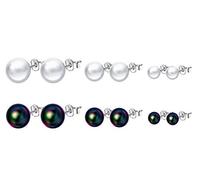 Yumilok 6 paar Damen Ohrstecker 925 Sterling Silber rund Perlen 4 6 8mm Weiß Schwarz Schmuck Set Gestüt Piercing Ohrringe Ohrschmuck für Mädchen