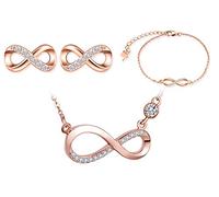 Yumilok 925 Silber Schmuckset Unendlichkeitssymbol Halskette Armband und Ohrringe Unendlichkeitssymbol Zirkonia Inlay Schmuck für Frauen Mädchen Weihnachten Geburtstag Geschenk, Cubic Zirkonia