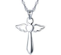 Yumilok 925 Sterling Silber Engelsflügel Kreuz Zauberstab Anhänger Halskette Kette mit Anhänger für Damen Mädchen