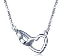 Yumilok 925 Sterling Silber Ineinander Verschlungene Herzen Anhänger Halskette Kette mit Verstellbarem Anhänger Y-Kette für Damen Mädchen