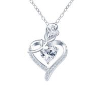 Yumilok 925 Sterling Silber Kette Mossanite Herz Damen Halskette Rose Blume Zirkonia Anhänger Braut Schmuck Geschenke für frauen Weihnachten Muttertag