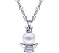 Yumilok 925 Sterling Silber Perle Zikonia Engel Schutzengel Anhänger Halskette Kette mit Anhänger für Damen Kinder