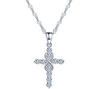 Yumilok 925 Sterling Silber Zirkonia Einzigartig Kreuz Unendlichkeit Zeichen Charm Anhänger Halskette Kette mit Anhänger für Damen Mädchen
