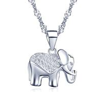 Yumilok 925 Sterling Silber Zirkonia Niedlicher Elefant Anhänger Halskette Kette mit Anhänger für Damen Mädchen Elefanten Liebhaber
