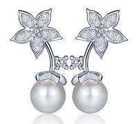 Yumilok 925 Sterling Silber Zirkonia Perlen Blumen Ohrhänger Ohrstecker Ohrring Jackets Ohrschmuck für Damen Frauen Mädchen
