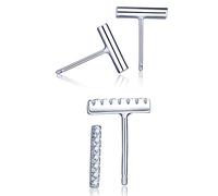 Yumilok 925 Sterling Silber Zirkonia Stab Stäbchen Ohrstecker Ohrringe Ohrschmuck Bar Earrings für Damen Frauen Mädchen, 2 Paare