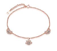 Yumilok Allergenfrei 925 Sterling Silber Drei Katze Verstellbar Charm-Armband Armkette Armschmuck Armreif für Damen Frauen Mädchen,Rosegold