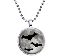 Yumilok Allerheiligen Fledermäuse Nachtleuchtend Anhänger Halskette Legierung Kettenänhanger für Damen Herren, Blaues Licht