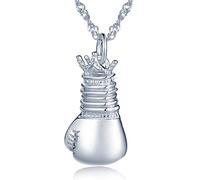 Yumilok Anhänger Halskette aus reinem Silber 925 in Form des Boxhandschuhs für Damen und Mädchen, Farbe Silber, Sterlingsilber, ohne Stein, Sterling Silber, Ohne Stein
