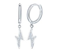 Yumilok Damen Creolen Ohrringe Blitz Ohrstecker Blitz Zirkonia Ohrhänger 925 Sterling Silber Ohrschmuck Hoop Huggie Piercing für Frauen Mädchen