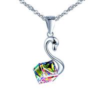 Yumilok Damen Frauen Schwan Anhänger mit Kristall 925 Sterling Silber Schmuck Geschenk für Frauen Mama Ehefrau Freundin