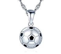 Yumilok Damen Halskette aus 925 Sterling Silber Kugel mit Anhänger Fußball Damen Halskette Kette für Damen Kinder