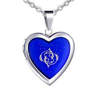 Yumilok Damen Halskette Herren Kette Edelstahl mit Herz Anhänger Fische Foto Medaillon Thermo Stimmung Farbwechsel für Frau Mann Männer