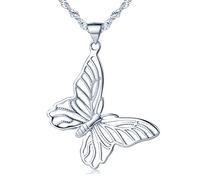 Yumilok Damen Halskette mit Schmetterling Anhänger Kinder Kette 925 Sterling Silber Geschenk für Damen Mädchen Weihanchten