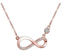 Yumilok Damen Halskette mit Unendlichkeit Infinity Symbol Anhänger Zirkonia Roségold aus 925 Sterling Silber Solitär Kette Kettenanhänger für Frauen Mädchen