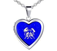 Yumilok Damen Kette Herren Edelstahl Halskette mit Herz Anhänger Zwillinge Foto Medaillon Thermo Stimmung Farbwechsel für Frau Mann Männer