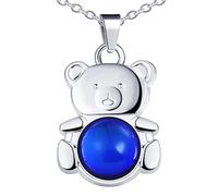 Yumilok Damen Kette Herren Halskette Edelstahl mit Anhänger Bär Bärchen Thermo Stimmung Farbwechsel für Sie Frau Mann Mädchen