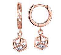 Yumilok Damen Mädchen Frauen 925 Sterling Silber Zirkonia Zauberwürfel Ohrhänger Ohrringe Creolen Hypoallergen Ohrschmuck,Roségold