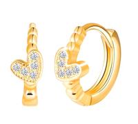Yumilok Damen Ohrringe Ohrstecker Herz creolen klein Zirkonia 925 Sterling Silber Hoop Ohrringe Für Frauen Gold