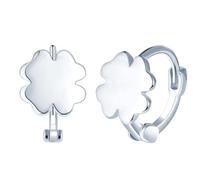 Yumilok Damen Ohrringe Ohrstecker Vierblättriges Glücksklee Kleeblatt creolen klein 925 Sterling Silber Earcuffs Knorpel
