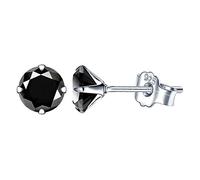 Yumilok Damen Ohrstecker 925 Sterling Silber Zirkonia Schwarz 6mm Gestüt Piercing Ohrringe Ohrschmuck für Frauen Mädchen