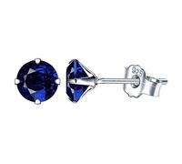 Yumilok Damen Ohrstecker 925 Sterling Silber Zirkonia Solitär blau 6mm Gestüt Piercing Ohrringe Ohrschmuck für Frauen Mädchen