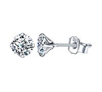 Yumilok Damen Ohrstecker 925 Sterling Silber Zirkonia Solitär Weiß 6mm Gestüt Piercing Ohrringe Ohrschmuck für Frauen Mädchen