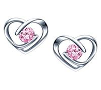 Yumilok Damen-Ohrstecker Herz Damen Ohrring Creolen Zirkonia 925er Sterling Silber Hypoallergen