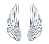 Yumilok Damen Ohrstecker Knorpel Schmuck Ohrklemme Ohrringe Ohrclip 925er Sterling Silber Engelsflügel Flügel ear cuff für Mädchen silber