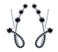 Yumilok Damen Ohrstecker Knorpel Schmuck Ohrklemme Ohrringe Ohrclip 925er Sterling Silber mit Kristall Zirkonia ear cuff für Mädchen schwarz