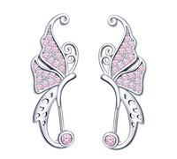 Yumilok Damen Ohrstecker Knorpel Schmuck Ohrklemme Ohrringe Ohrclip 925er Sterling Silber Schmetterling Mädchen-Ohrstecker Zirkonia