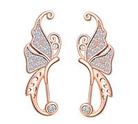 Yumilok Damen Ohrstecker Knorpel Schmuck Ohrklemme Ohrringe Ohrclip 925er Sterling Silber Schmetterling Mädchen-Ohrstecker Roségold Zirkonia
