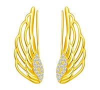 Yumilok Damen Ohrstecker Knorpel Schmuck Ohrklemme Ohrringe Ohrclip 925er Sterling Silber Zirkonia Engelsflügel Flügel ear cuff für Mädchen Gold