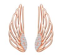 Yumilok Damen Ohrstecker Knorpel Schmuck Ohrklemme Ohrringe Ohrclip 925er Sterling Silber Zirkonia Engelsflügel Flügel ear cuff für Mädchen Roségold