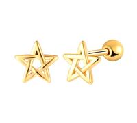 Yumilok Damen Ohrstecker Stern Creolen Gold Pentagram Herren Ohrringe Edelstahl Geschenk für Frauen Freundin Mama Mädchen
