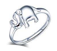 Yumilok Damen-Ring Einstellbar Jahrestag Elefanten Lucky Ring Schmuck Partnerringe Fingerring Midi Ring Vertrauensring Silber 925 für Frauen Mädchen