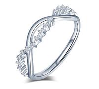 Yumilok Damen-Ring Einstellbar Jahrestag Infinity Unendlichkeit Wellen Zirkonia Partnerringe Fingerring Midi Ring Vertrauensring Silber 925 für Frauen Mädchen