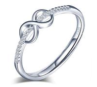Yumilok Damen-Ring Einstellbar Jahrestag Infinity Unendlichkeit Zirkonia Partnerringe Fingerring Midi Ring Vertrauensring Silber 925 für Frauen Mädchen