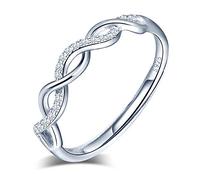 Yumilok Damen-Ring Einstellbar Jahrestag Infinity Unendlichkeit Zirkonia Partnerringe Fingerring Midi Ring Vertrauensring Silber 925 für Frauen Mädchen