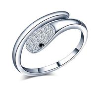 Yumilok Damen-Ring Einstellbar Jahrestag Ring Schlangen Ring Zirkonia Partnerringe Fingerring Midi Ring Vertrauensring Silber 925 für Frauen Mädchen